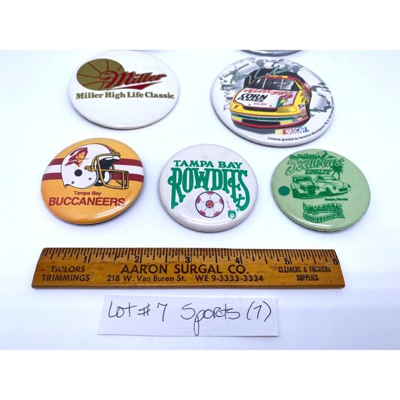Pin Back Buttons Sport theme buttons Buccaneers Cowboy Rowdies Lot of 7 - Picture 2 of 5